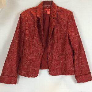 A | Line Red Jacket w/ tan Flower stitches